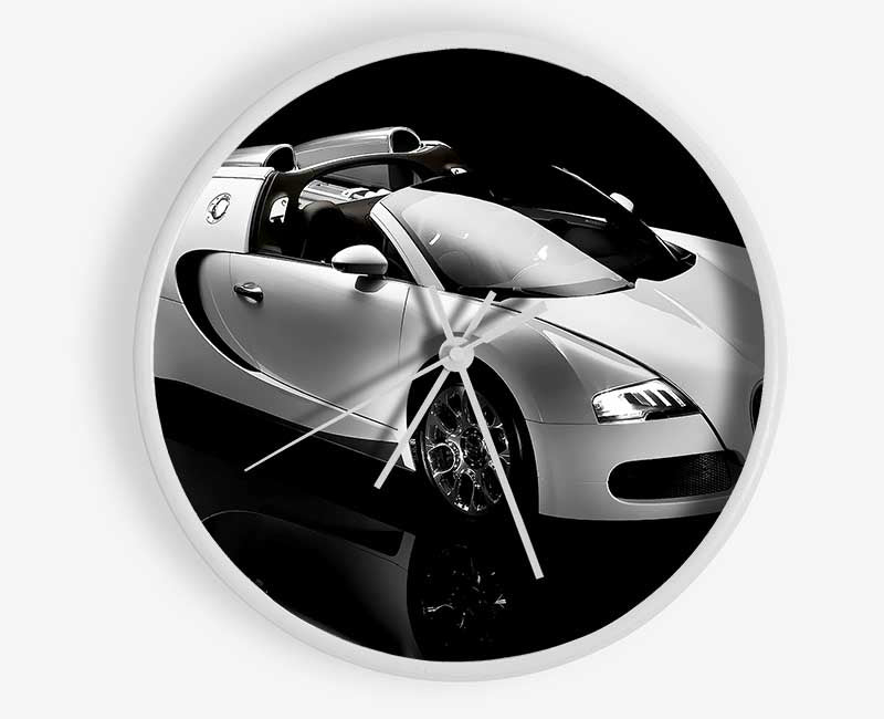 Bugatti Veyron Black And White Clock - Wallart-Direct UK