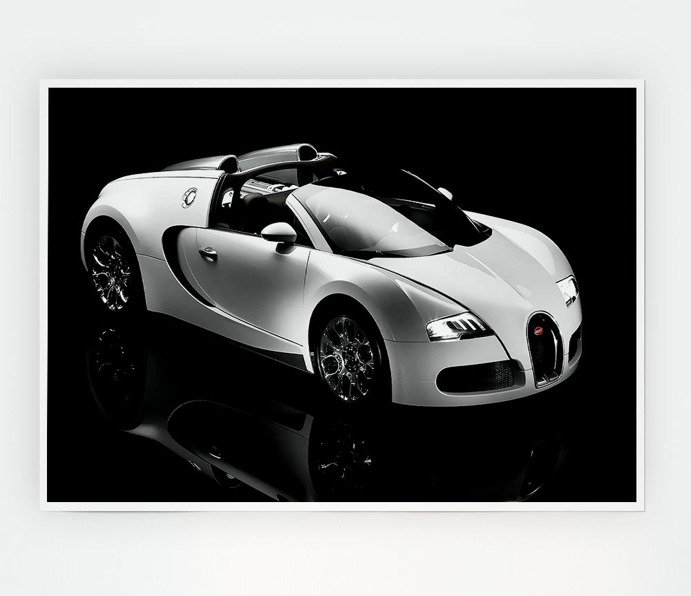 Bugatti Veyron Black And White Print Poster Wall Art