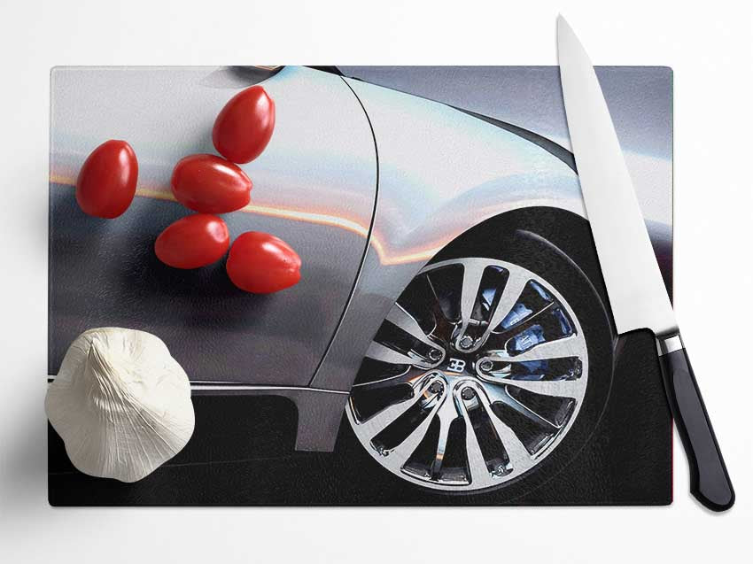 Bugatti Veyron Side Wheel Glass Chopping Board