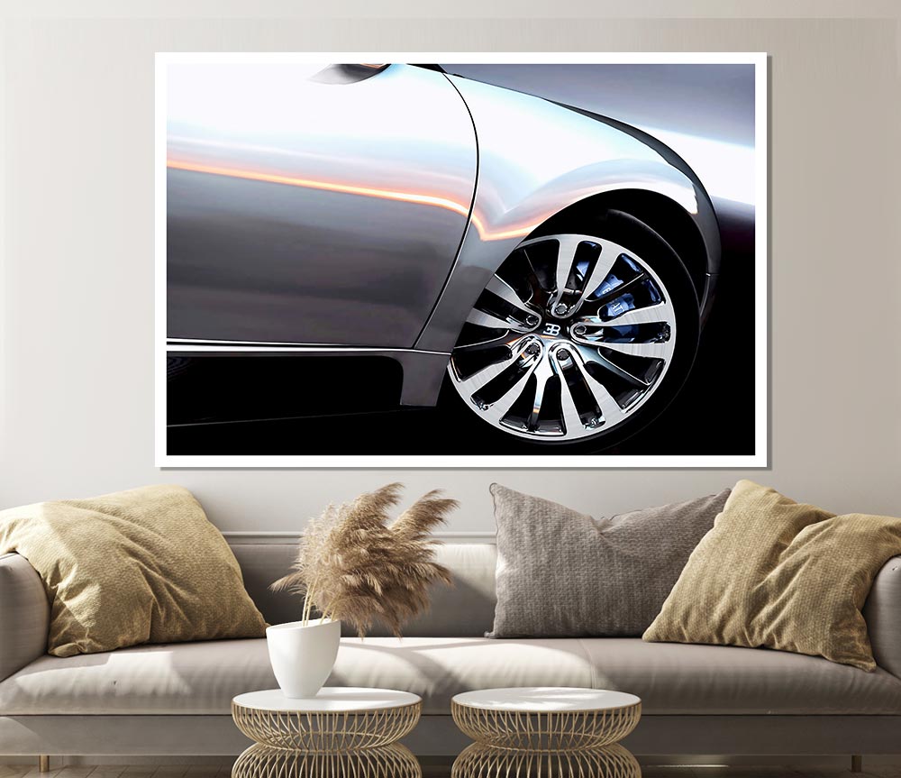 Bugatti Veyron Side Wheel Print Poster Wall Art