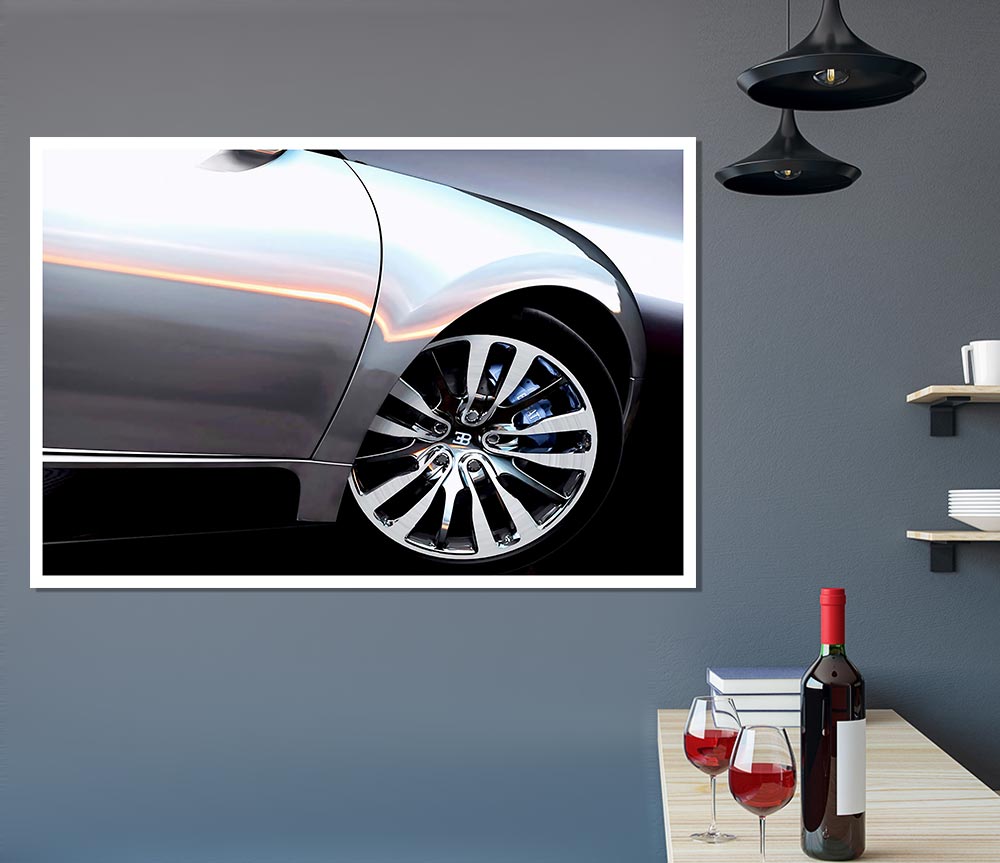 Bugatti Veyron Side Wheel Print Poster Wall Art