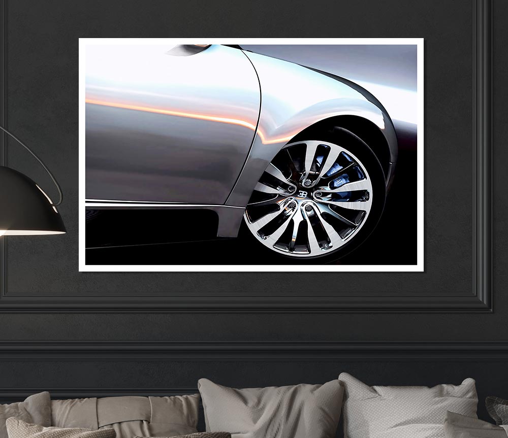 Bugatti Veyron Side Wheel Print Poster Wall Art