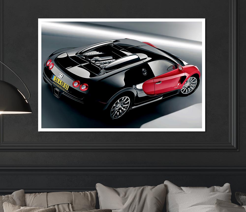 Bugatti Veyron Side Profile Print Poster Wall Art