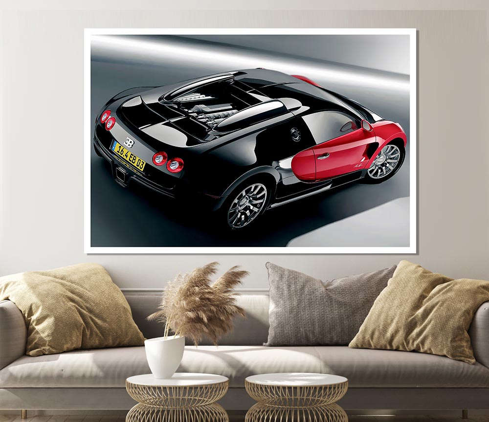 Bugatti Veyron Side Profile Print Poster Wall Art