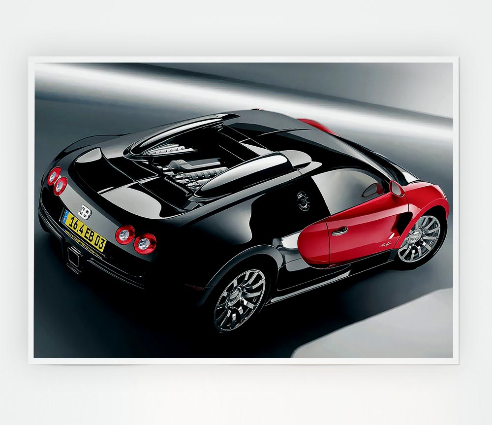 Bugatti Veyron Side Profile Print Poster Wall Art