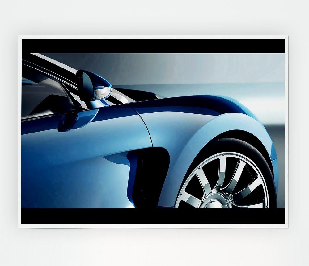 Bugatti Veyron Side Profile Blue Print Poster Wall Art