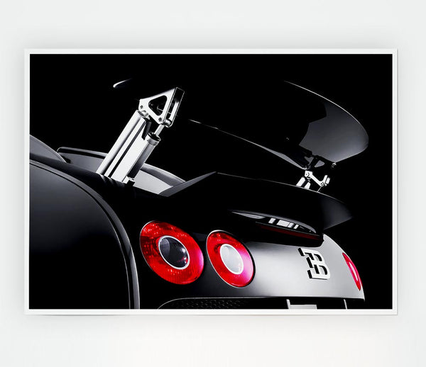 Bugatti Veyron Rear Black Print Poster Wall Art