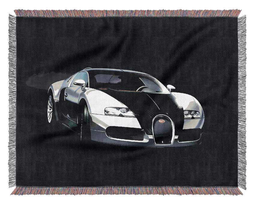 Bugatti Veyron Black Silver Woven Blanket