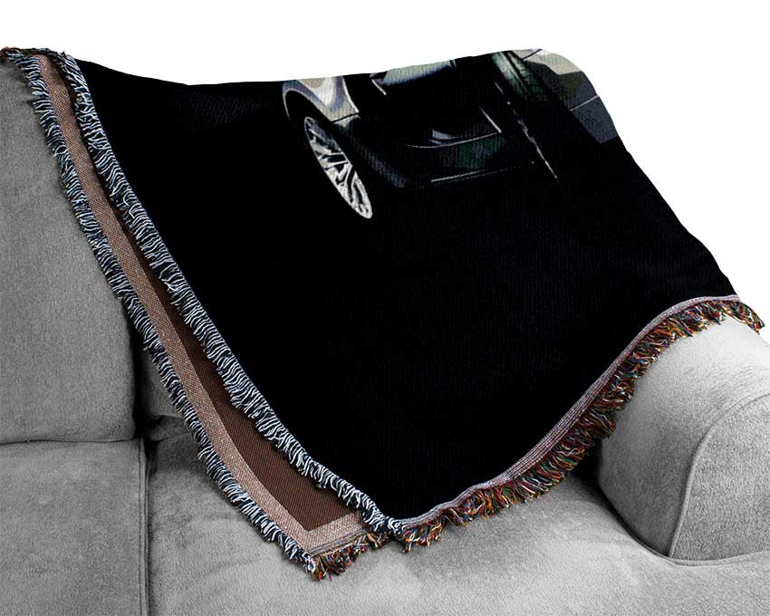 Bugatti Veyron Black Silver Woven Blanket