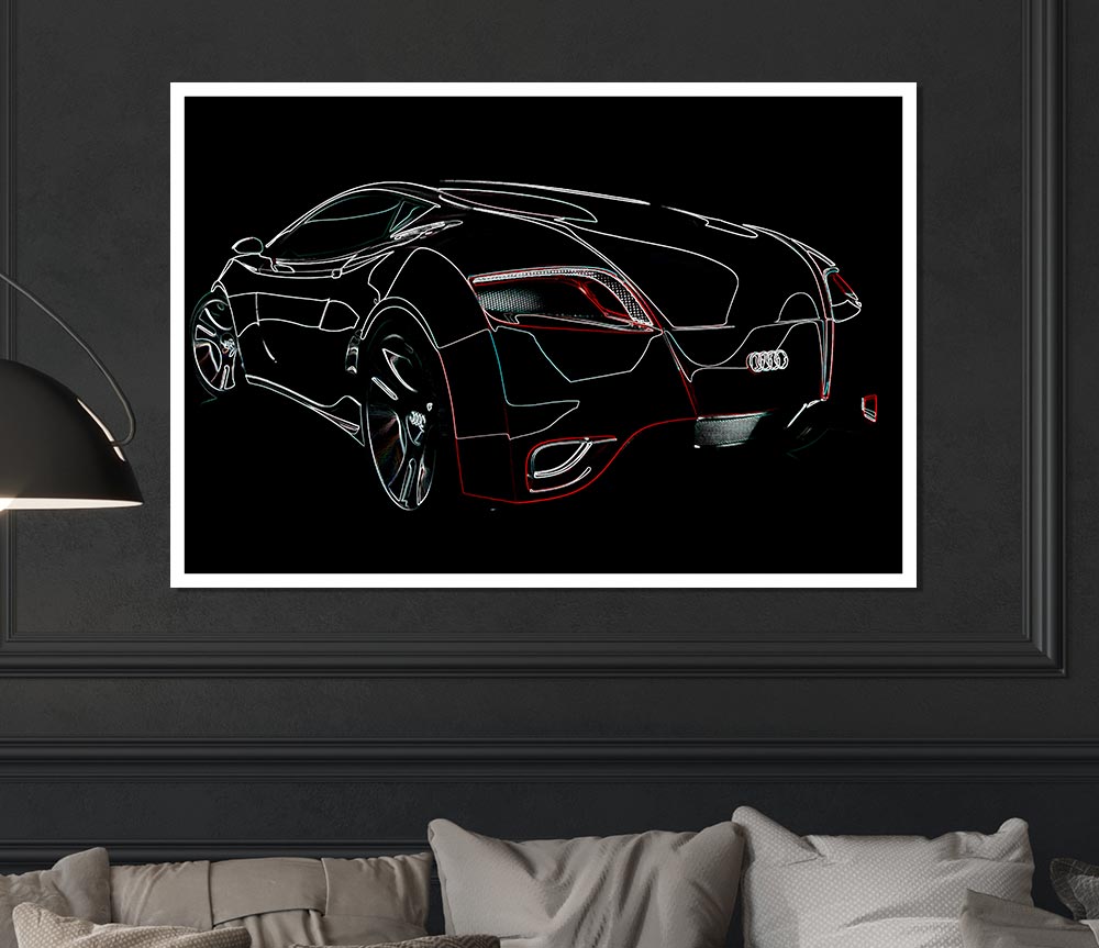 Bugatti Veyron Psychedelic Rear Print Poster Wall Art