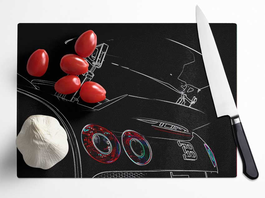 Bugatti Veyron Rear Spoiler Psychedelic Glass Chopping Board