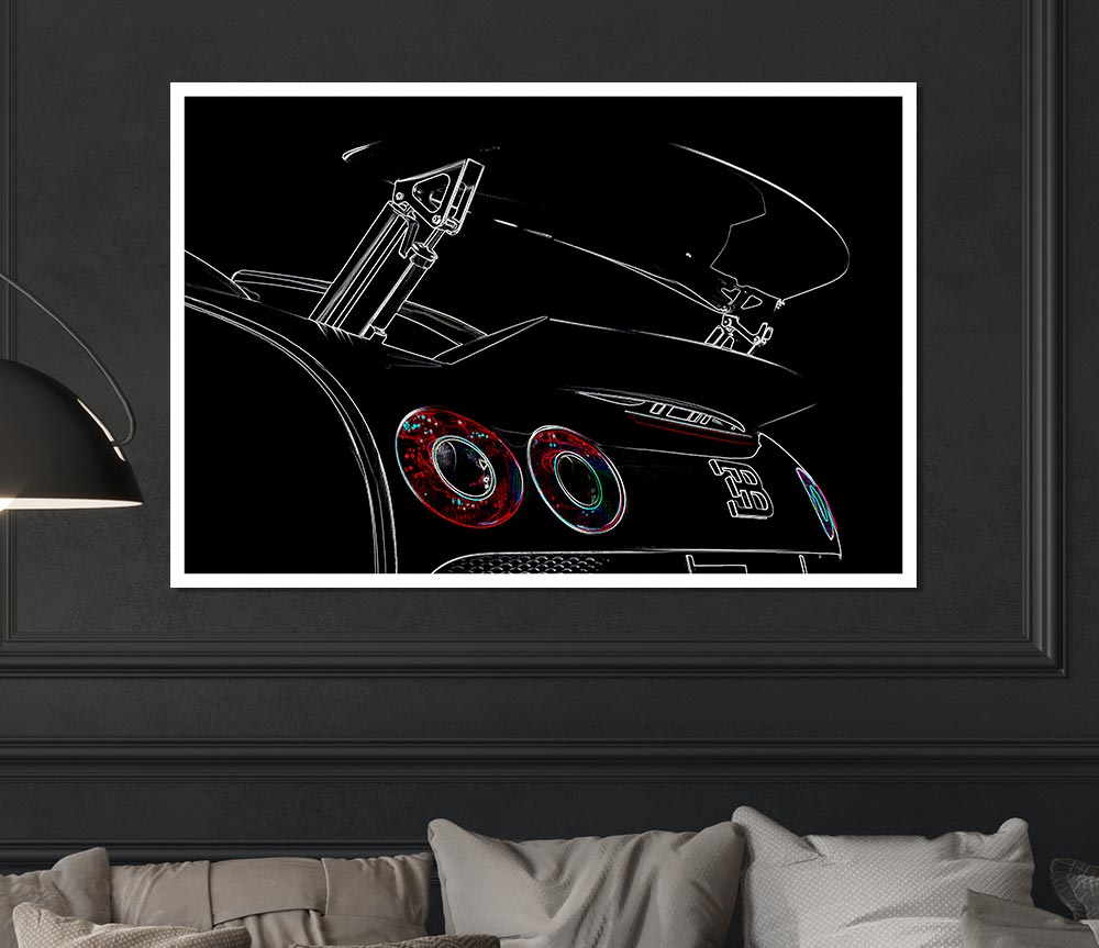 Bugatti Veyron Rear Spoiler Psychedelic Print Poster Wall Art