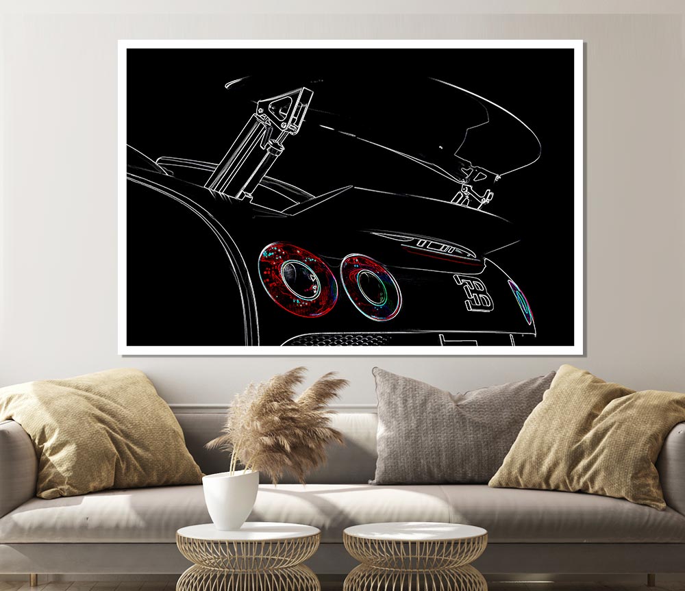 Bugatti Veyron Rear Spoiler Psychedelic Print Poster Wall Art