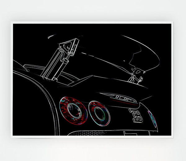 Bugatti Veyron Rear Spoiler Psychedelic Print Poster Wall Art