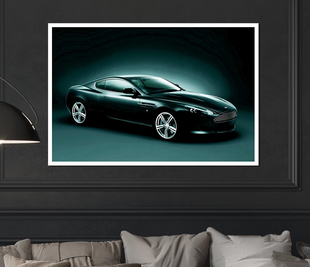 Aston Martin Vantage Side Profile Print Poster Wall Art