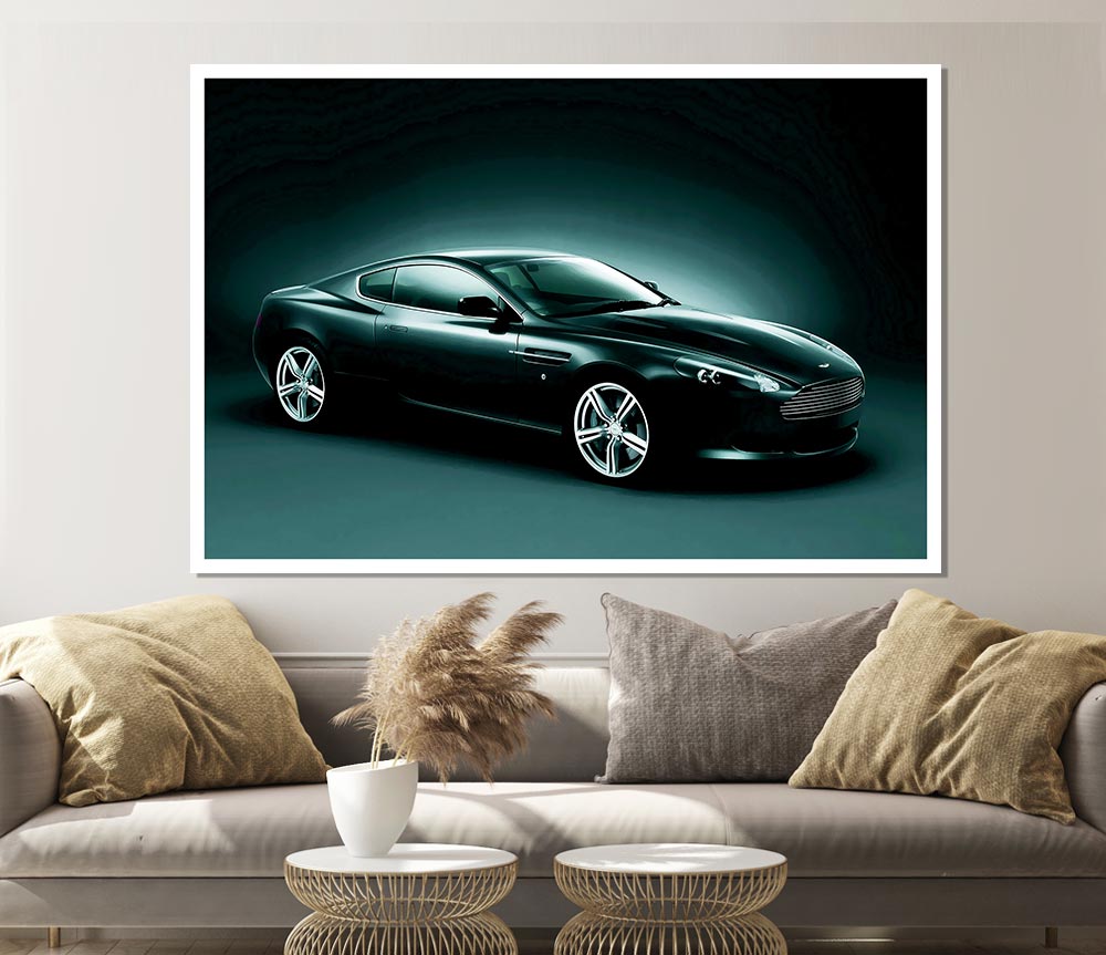 Aston Martin Vantage Side Profile Print Poster Wall Art