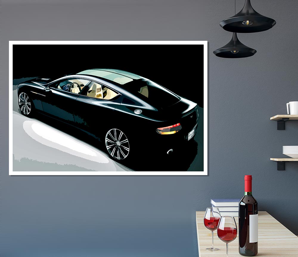 Aston Martin Vantage Black Print Poster Wall Art