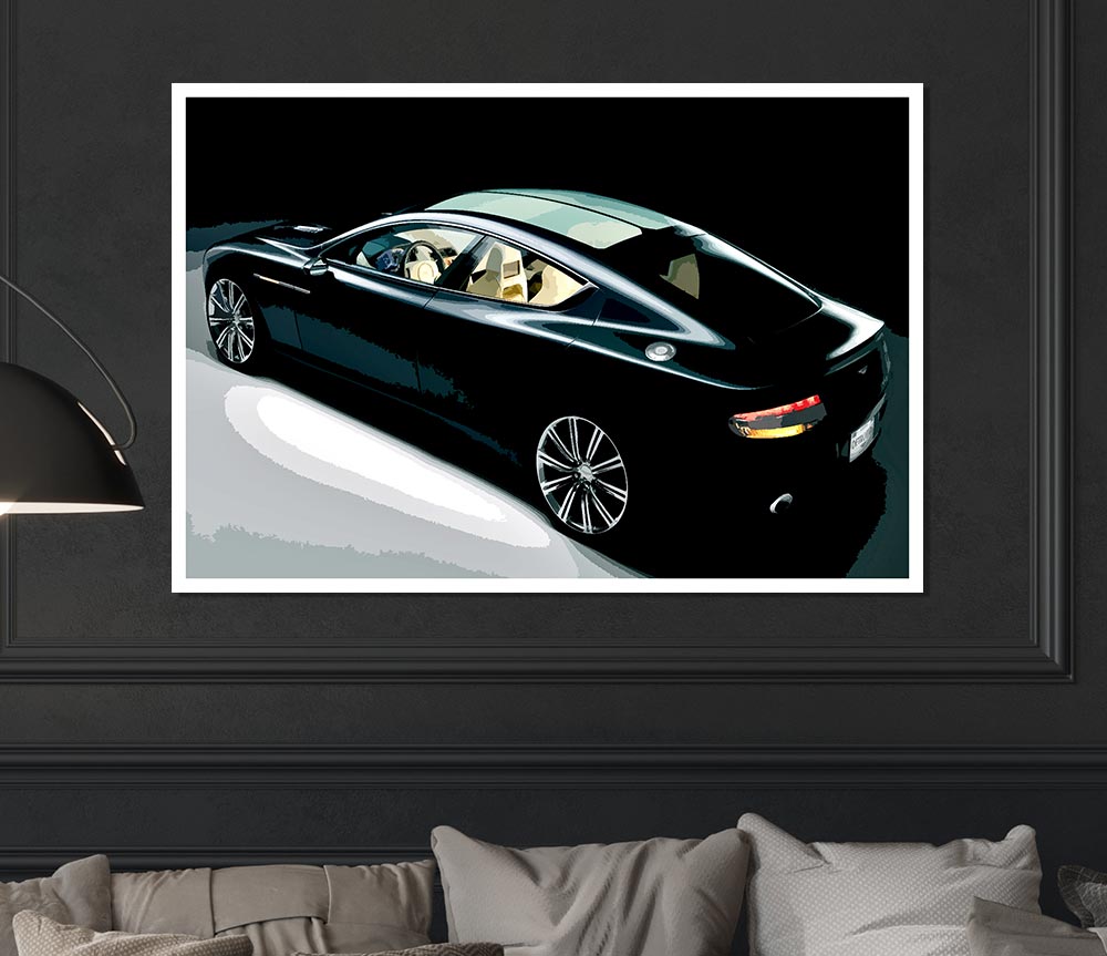 Aston Martin Vantage Black Print Poster Wall Art