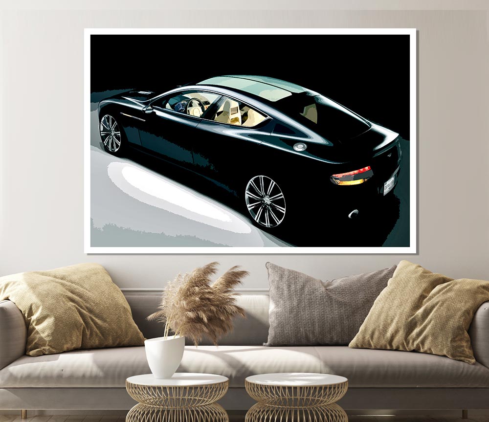 Aston Martin Vantage Black Print Poster Wall Art