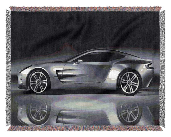 Aston Martin Db9 Silver Side Profile Woven Blanket