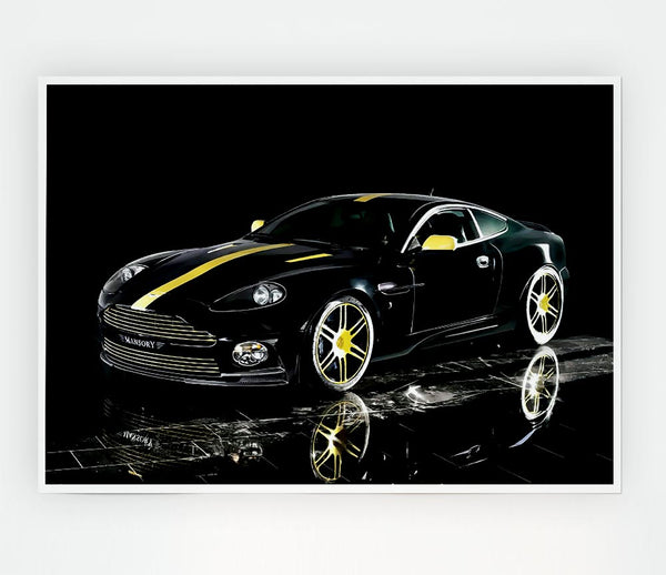 Aston Martin Db9 Black And Yellow Print Poster Wall Art