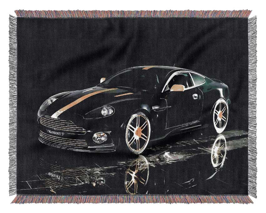 Aston Martin Db9 Black And Yellow Woven Blanket