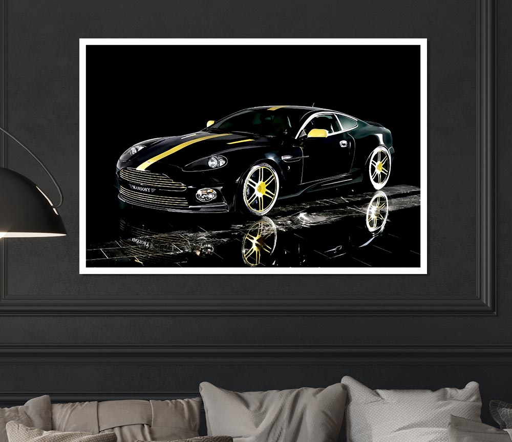 Aston Martin Db9 Black And Yellow Print Poster Wall Art