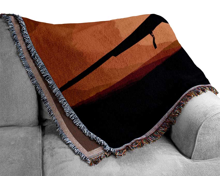 Airoplane At Sunset Woven Blanket