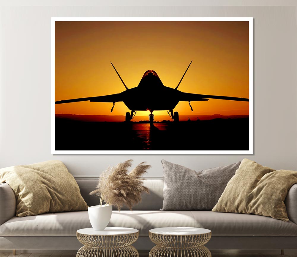 Airoplane At Sunset Print Poster Wall Art