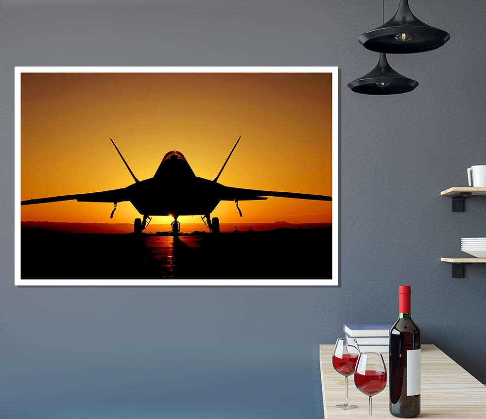 Airoplane At Sunset Print Poster Wall Art