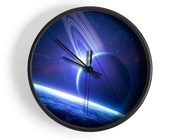 Planets Universe Blue Clock - Wallart-Direct UK