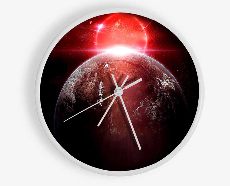 Earth Red Sunrise From Space Clock - Wallart-Direct UK