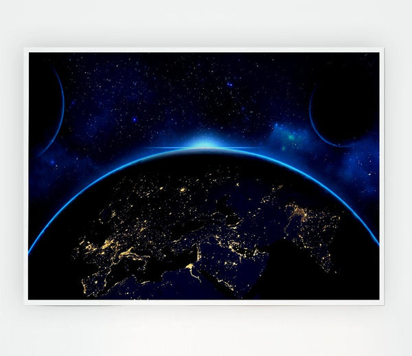 Blue Space Print Poster Wall Art