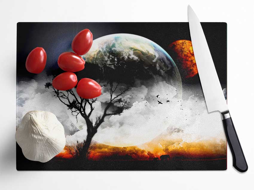 The Earth From Another Planet Glass Chopping Board