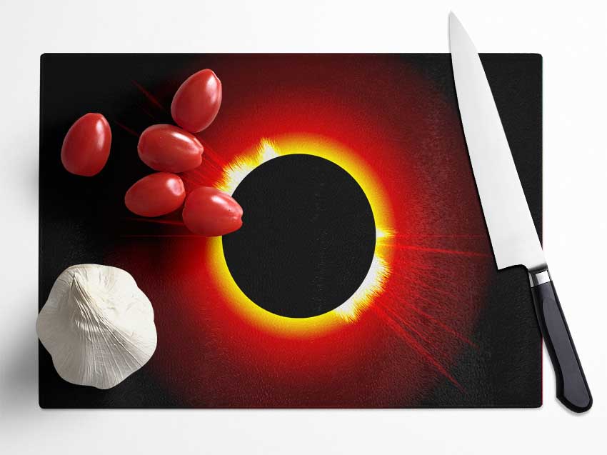 Stunning Fire Sun Eclipse Glass Chopping Board