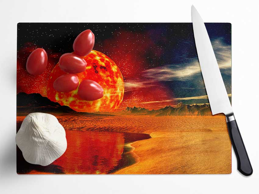 The Sun On Mars Glass Chopping Board