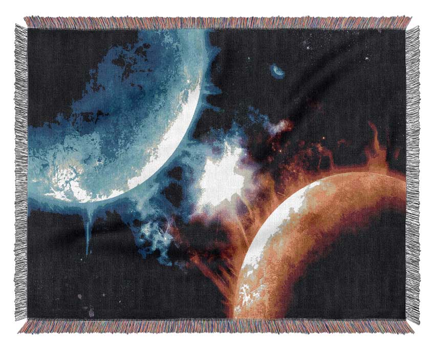 Hot And Cold Galaxies Woven Blanket