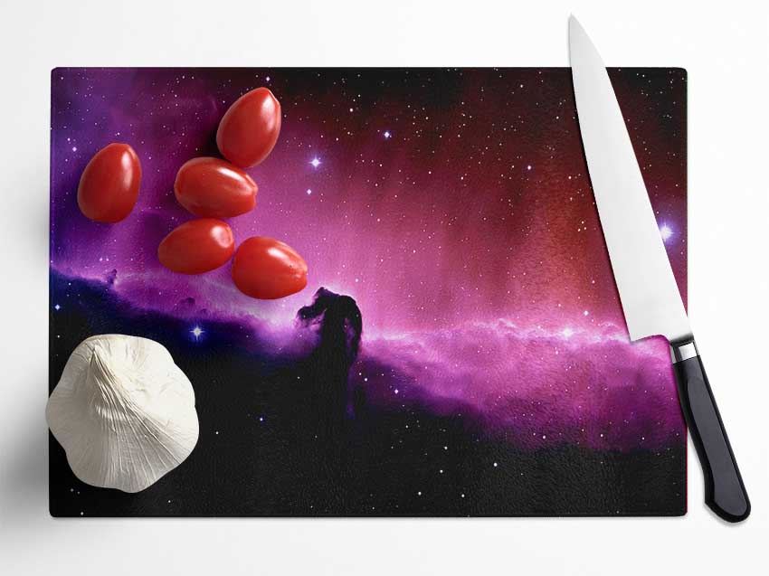 Pink Horsehead Nebula Glass Chopping Board