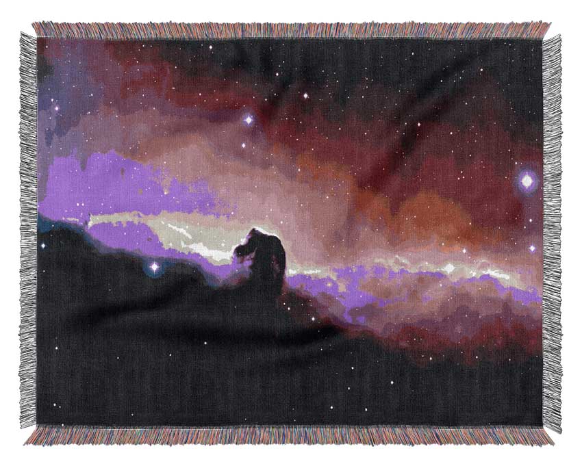 Pink Horsehead Nebula Woven Blanket