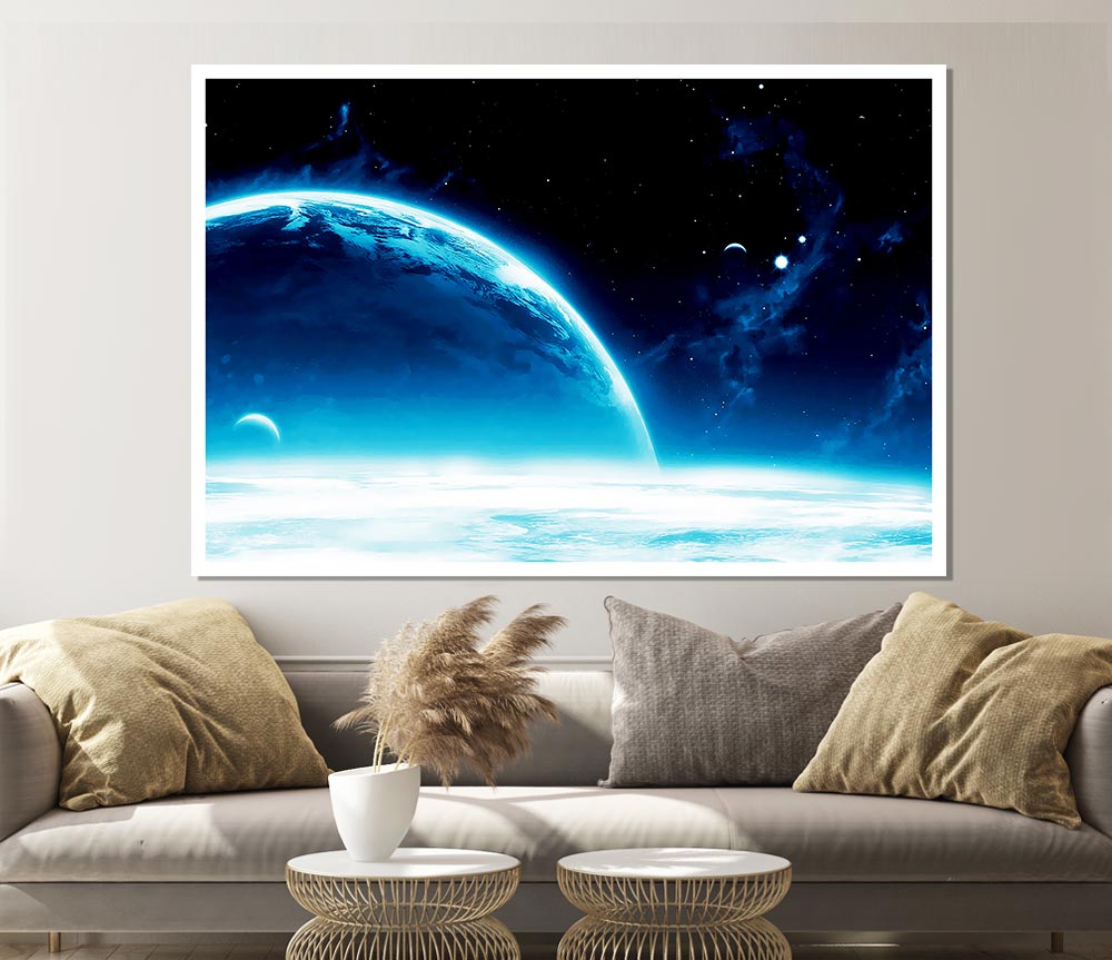 Blue Planet Horizon Print Poster Wall Art