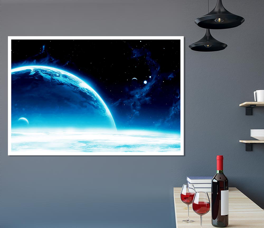 Blue Planet Horizon Print Poster Wall Art