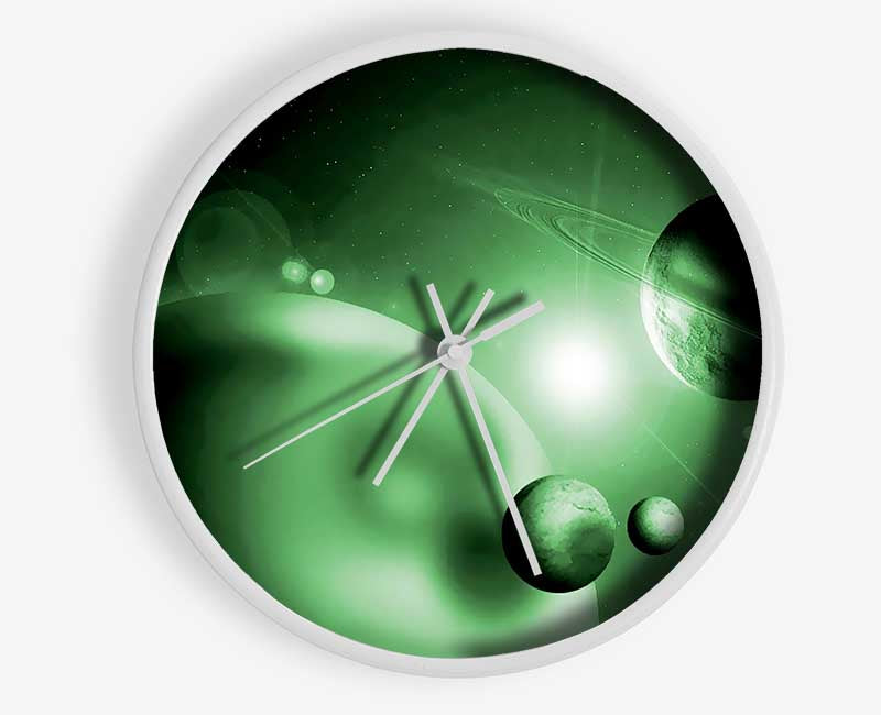 Green Planets Clock - Wallart-Direct UK