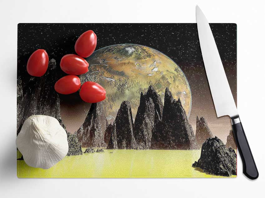 Life On A Distant Planet Glass Chopping Board