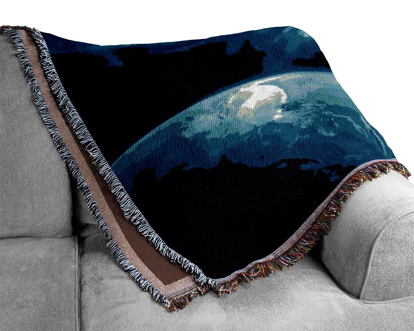 Blue Winged Planets Woven Blanket