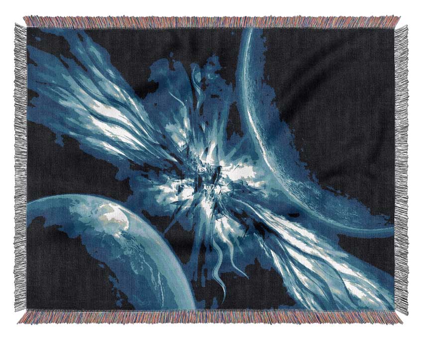 Blue Winged Planets Woven Blanket