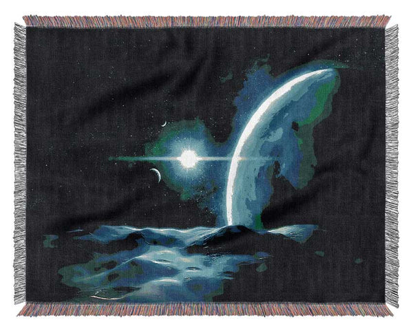 Green Star Planet Woven Blanket