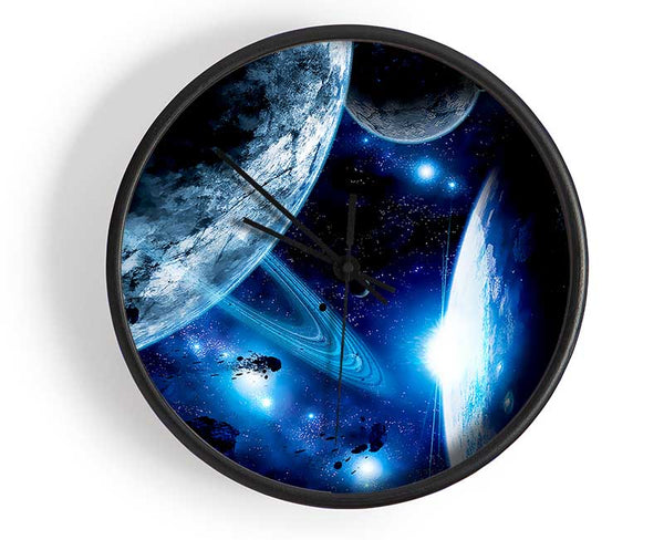 Blue Galaxy Rays Clock - Wallart-Direct UK