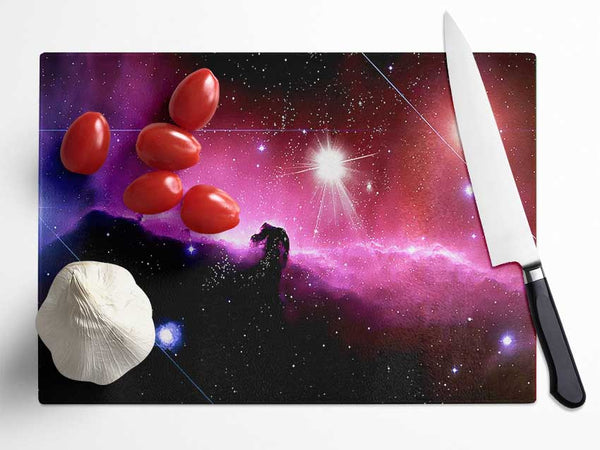 Horsehead Nebula With Shooting Stars Glass Chopping Board