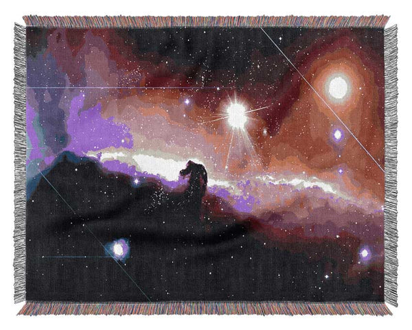 Horsehead Nebula With Shooting Stars Woven Blanket