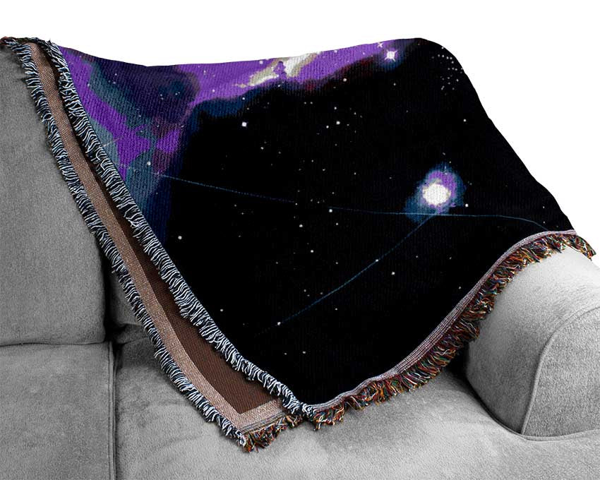 Horsehead Nebula With Shooting Stars Woven Blanket